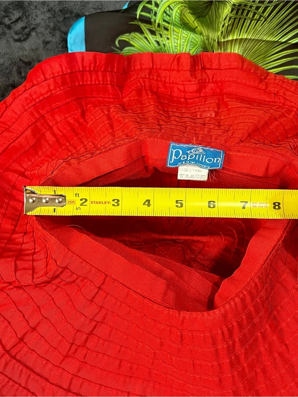 Vintage‎ 90s Papillion Wms Red Ruffle Boho Cottagecore Retro Glam Sun Hat